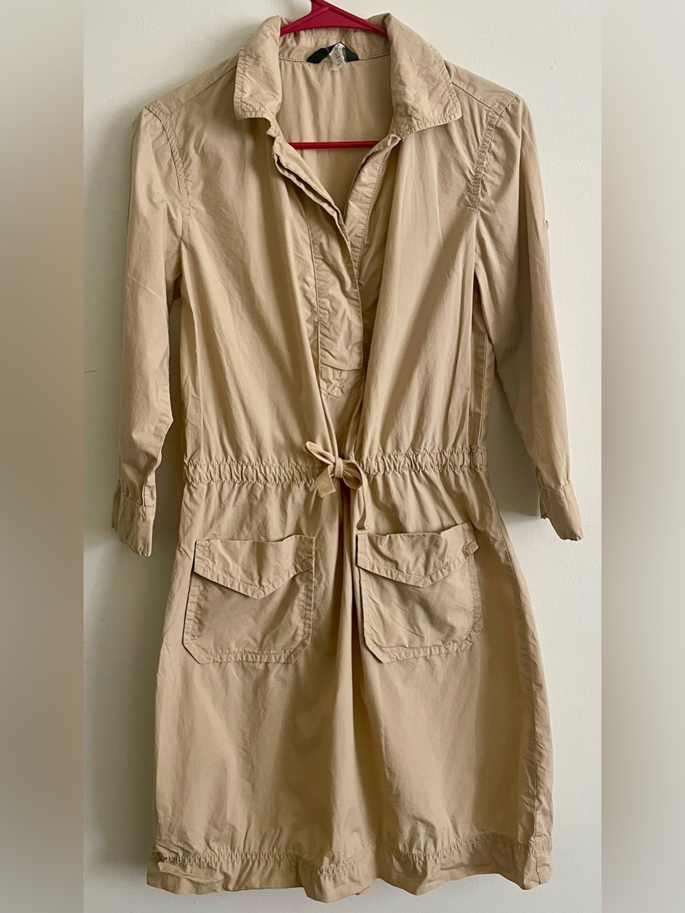 🤠 J. Crew Beige Drawstring Trench Coat Dress 🤠